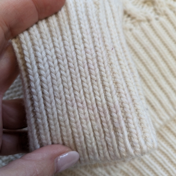 Athleta Cream Bedford Wool & Cashmere Sweater XS Fisherman Mock Neck - Picture 8 of 13